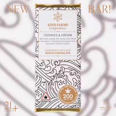 Photograph of product: Kind Farms | Cookies and Cream Chocolate Bar 200mg