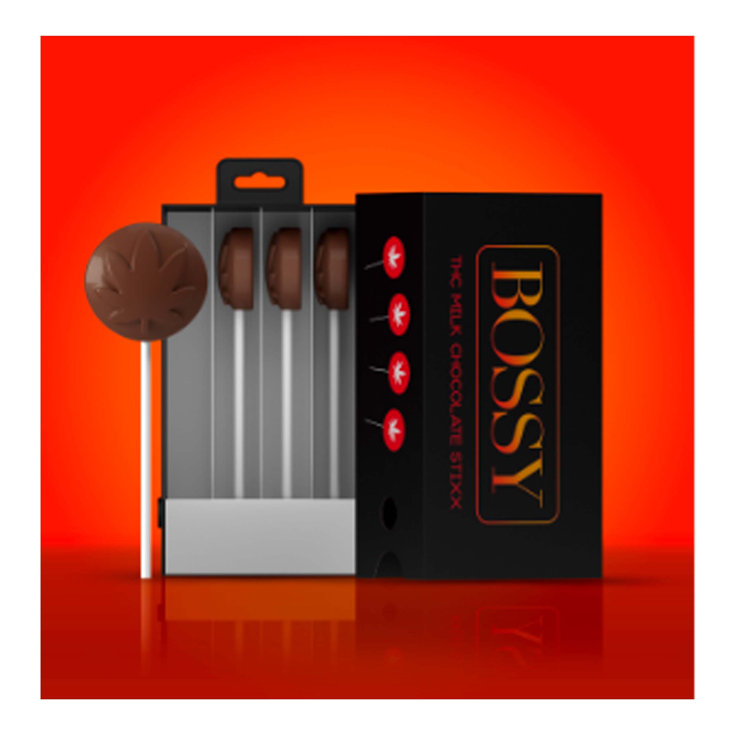 Photograph of product: Bossy Milk Chocolate Stixx 200mg Rec