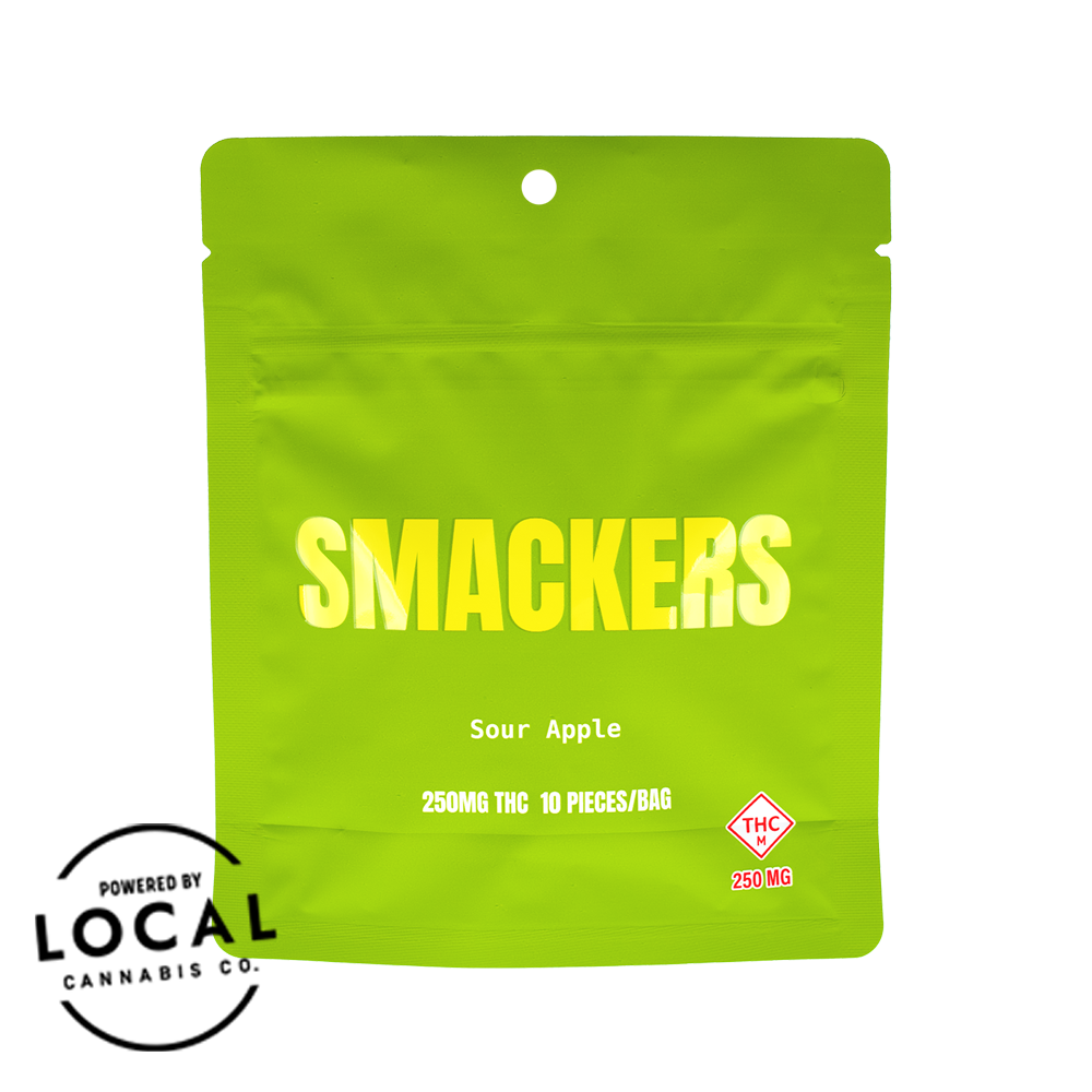 Photograph of product: SMACKERS 250MG SOUR APPLE GUMMIES