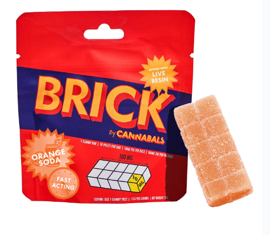 Photograph of product: Cannabals | Orange Soda | Live Resin Brick Gummy | 100MG | H28