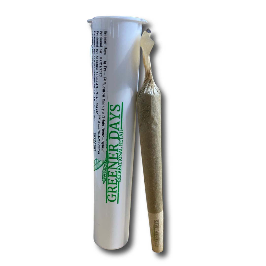 Photograph of product: Greener Days 1G (Gram) Trim Pre Rolled Joint Lemon Cherry Gelato