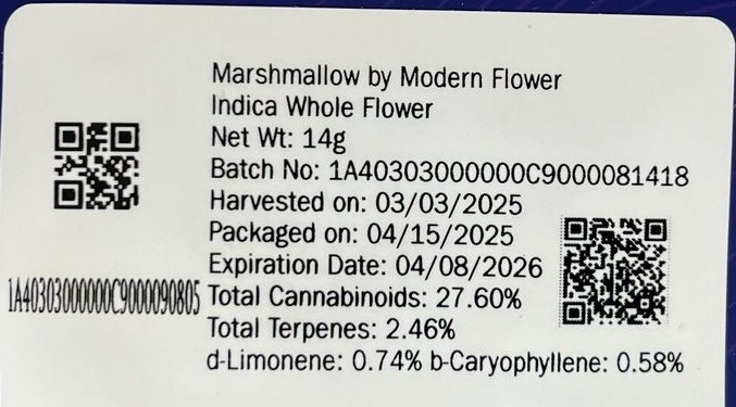 Photograph of product: Modern Marshmallow OG (Smalls) 14g