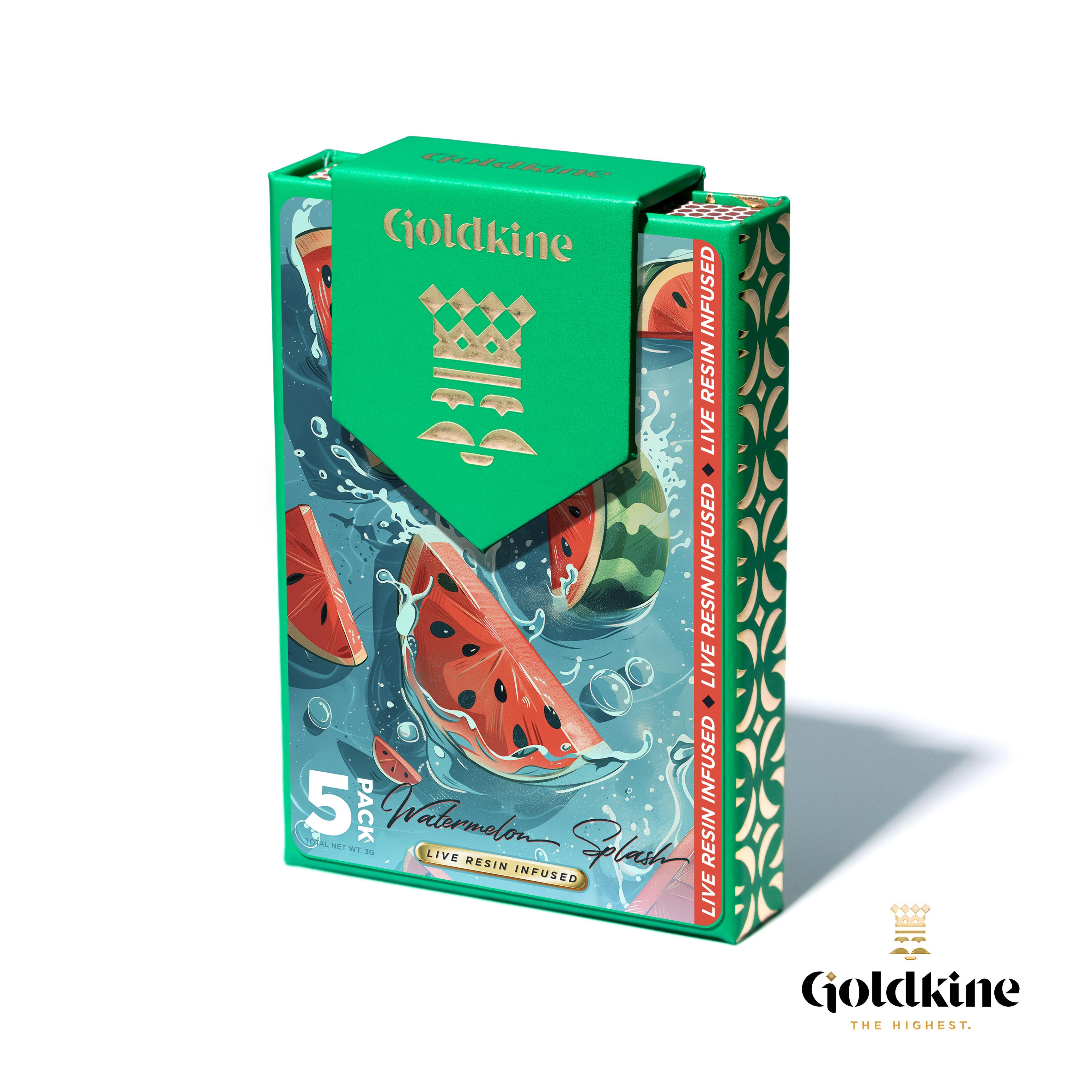 Photograph of product: Goldkine | Watermelon Splash | 5-Pack Live Resin Infused Pre Rolls