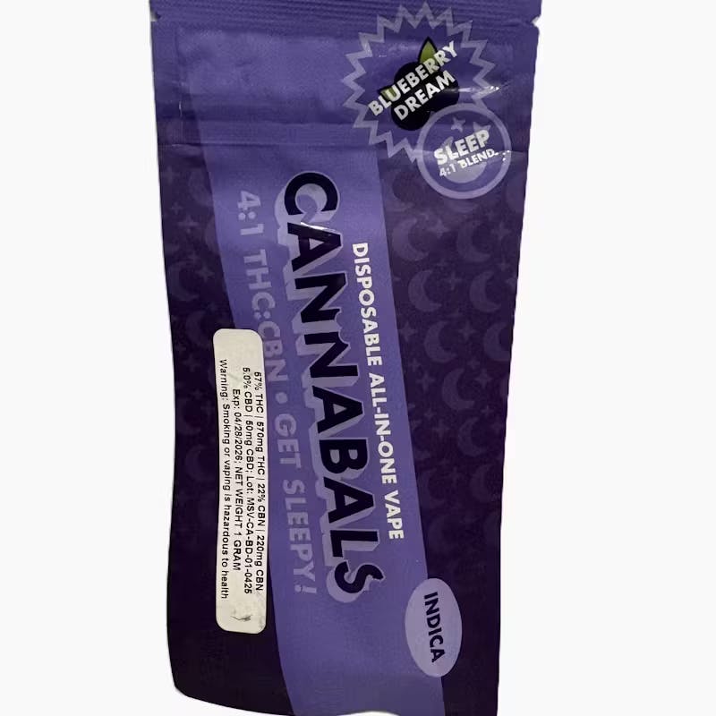 Photograph of product: Blueberry Dream "Sleep" - 4:1 TH-oui:CBN - Cannabals Mood Vape