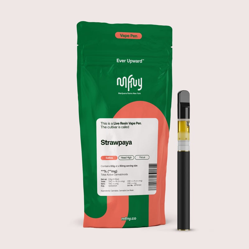 Photograph of product: MFNY AIO Live Resin Strawpaya 82.10% Oui'd .5g