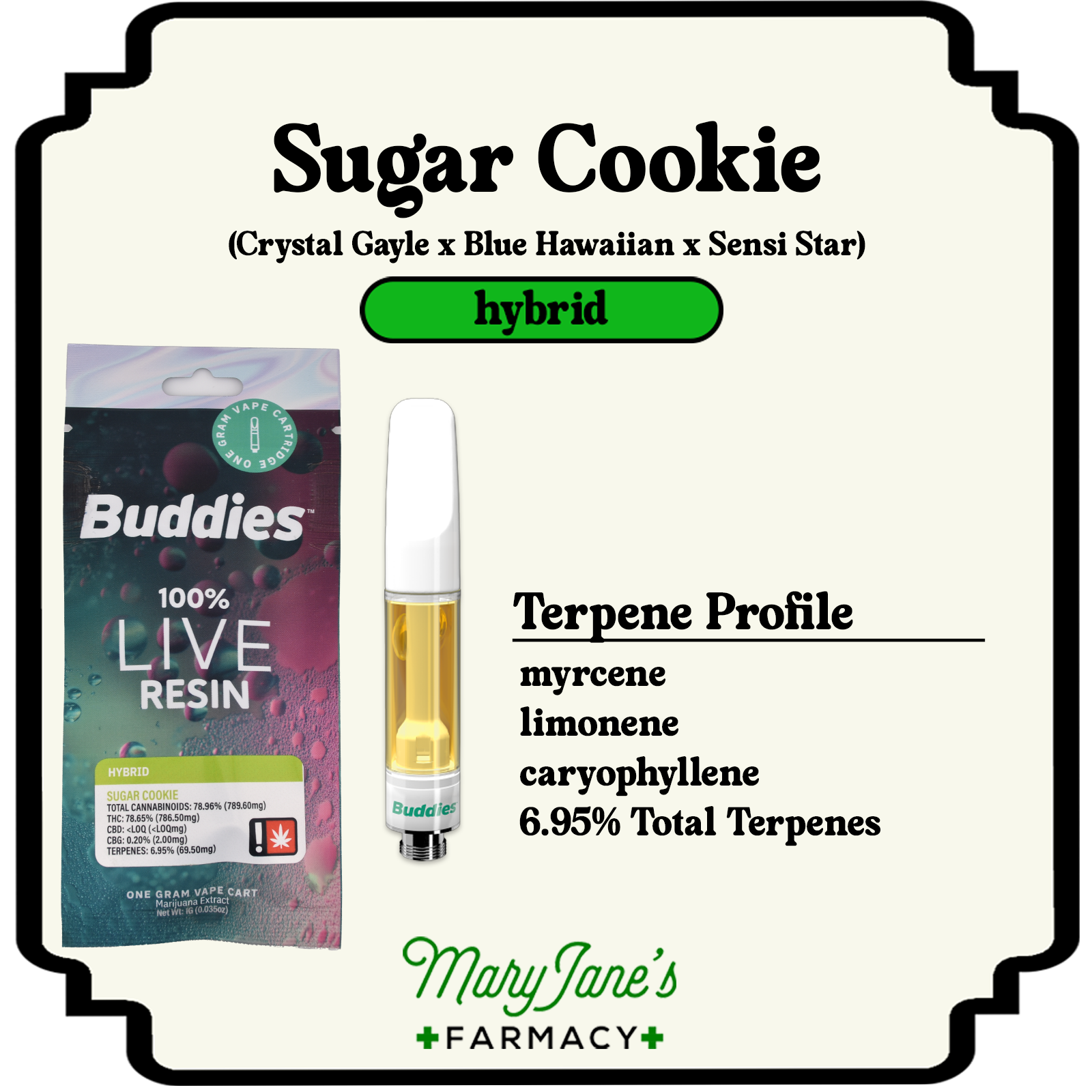 Photograph of product: Sugar Cookie Live Resin Liquid Diamonds Cartridge | 1g