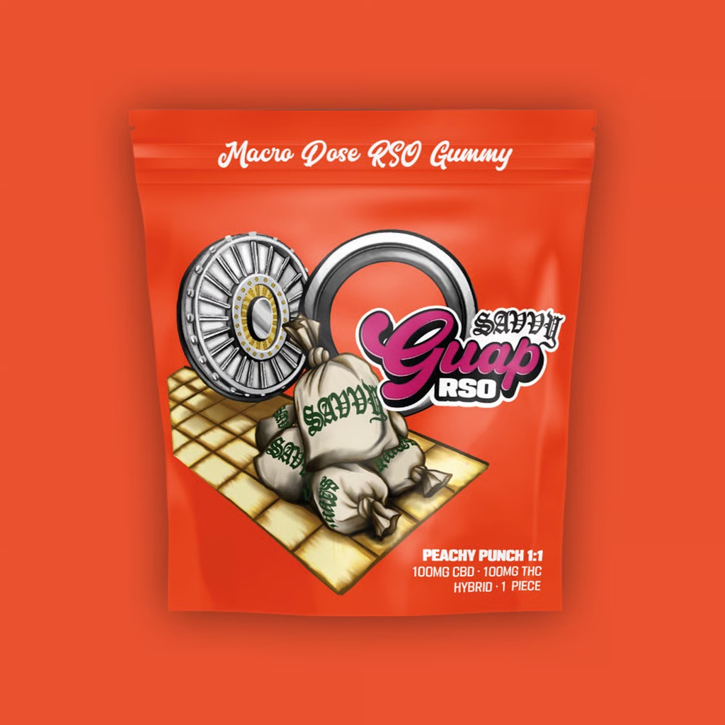Photograph of product: Guap | RSO Peachy Punch 1:1 CBD:TH-oui Gummy | 1pk 100mg