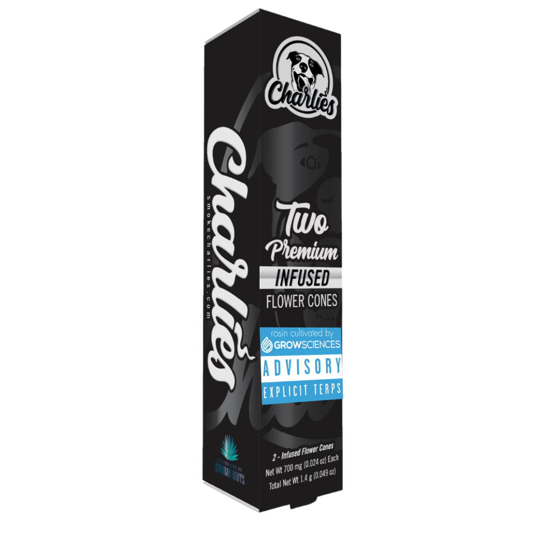 Photograph of product: Charlies Rosin Infused Prerolls 2pk Apples and Bananas x Tropical Cherry