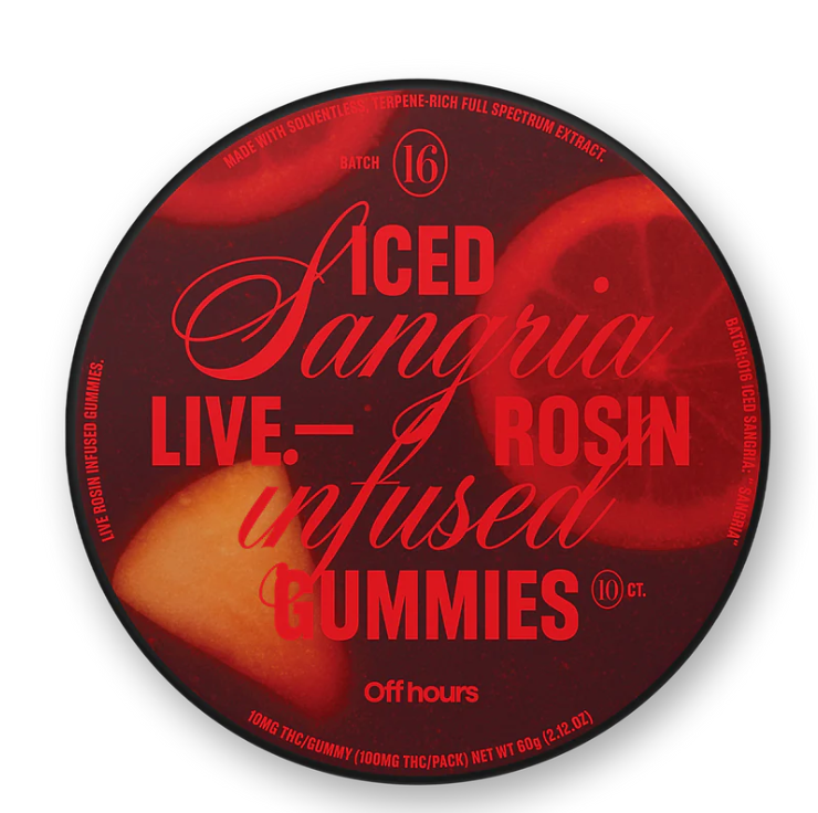 Photograph of product: OFF HOURS | LIVE ROSIN GUMMIES | ICED SANGRIA | 100MG