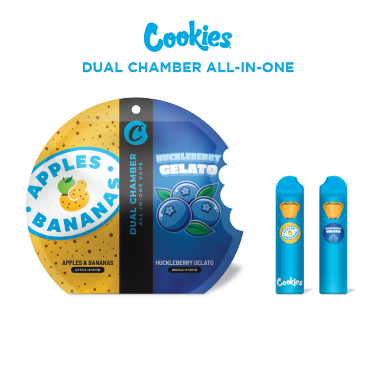 Photograph of product: Cookies: Apples & Bananas X Huckleberry Gelato - Dual Chamber Disposable Cartridge