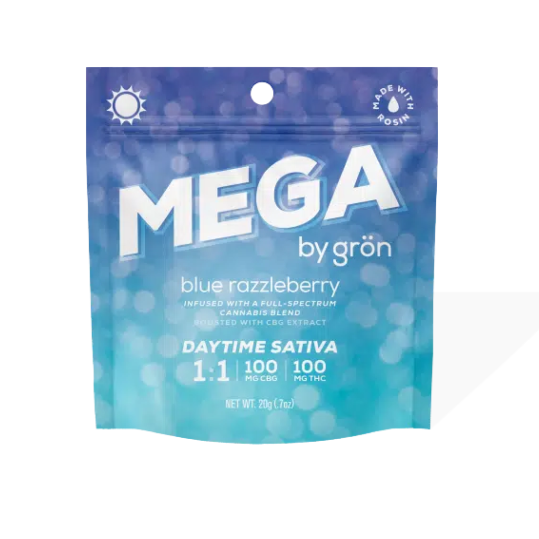 Photograph of product: Grn | Blue Razzleberry MEGA Pearl | Gummy | 100mg
