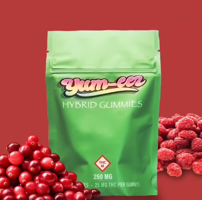 Photograph of product: YUM-EEZ - GUMMIES - 250MG - 10PK - SOUR CRAN RASPBERRY - HYBRID