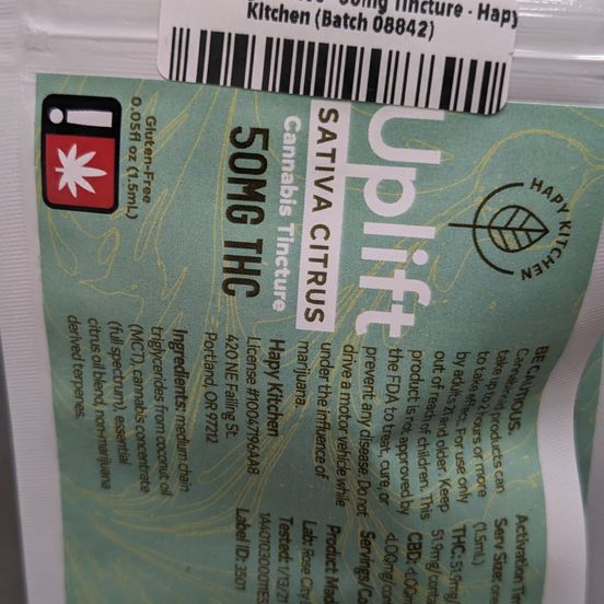 Photograph of product: Citrus Single Serve - 50mg Tincture - Hapy Kitchen (Batch 08842) - 