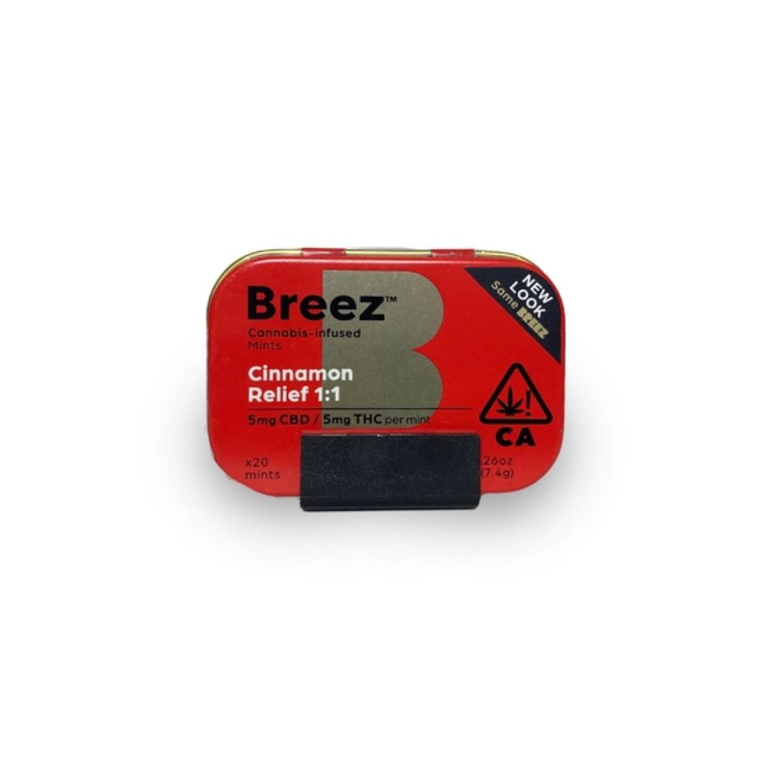 Photograph of product: Breez - Cinnamon Relief 1:1 (CBD/TH-oui) Mints 200mg