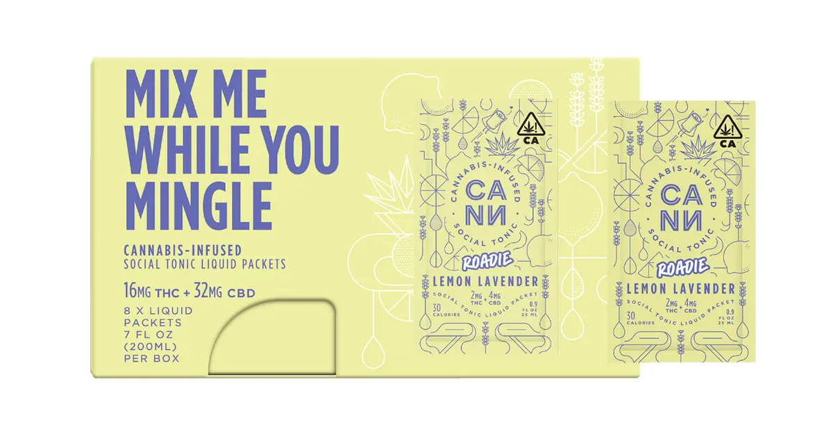 Photograph of product: CANN | Roadies | Lemon Lavender | 8pk | 16mg THC : 32mg CBD