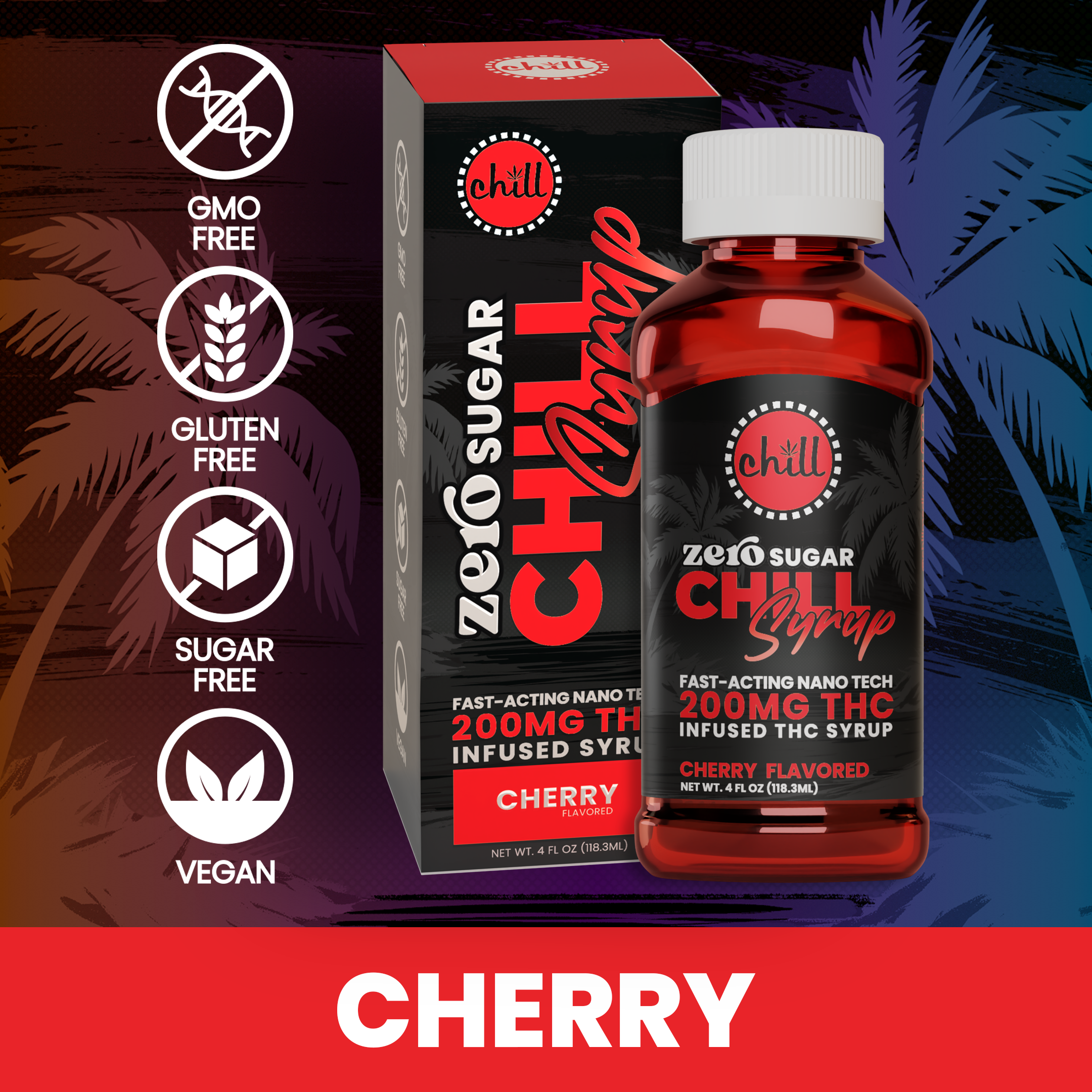 Photograph of product: Chill Medicated Zero Sugar 200MG TH-oui Infused Cherry