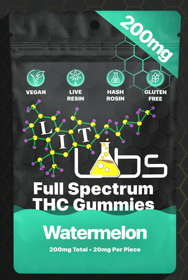 Photograph of product: AU Lit Labs: Watermelon Rosin + Resin Full Spectrum 200mg Gummie