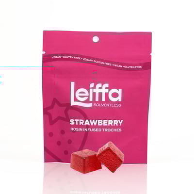 Photograph of product: Leiffa Strawberry (H) Live Rosin Troches 10mg (10pk)