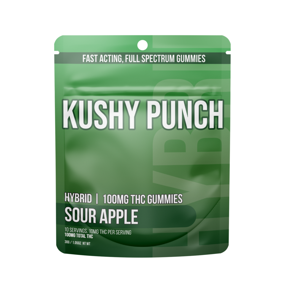 Photograph of product: Kushy Punch - Sour Apple 10pk Hybrid