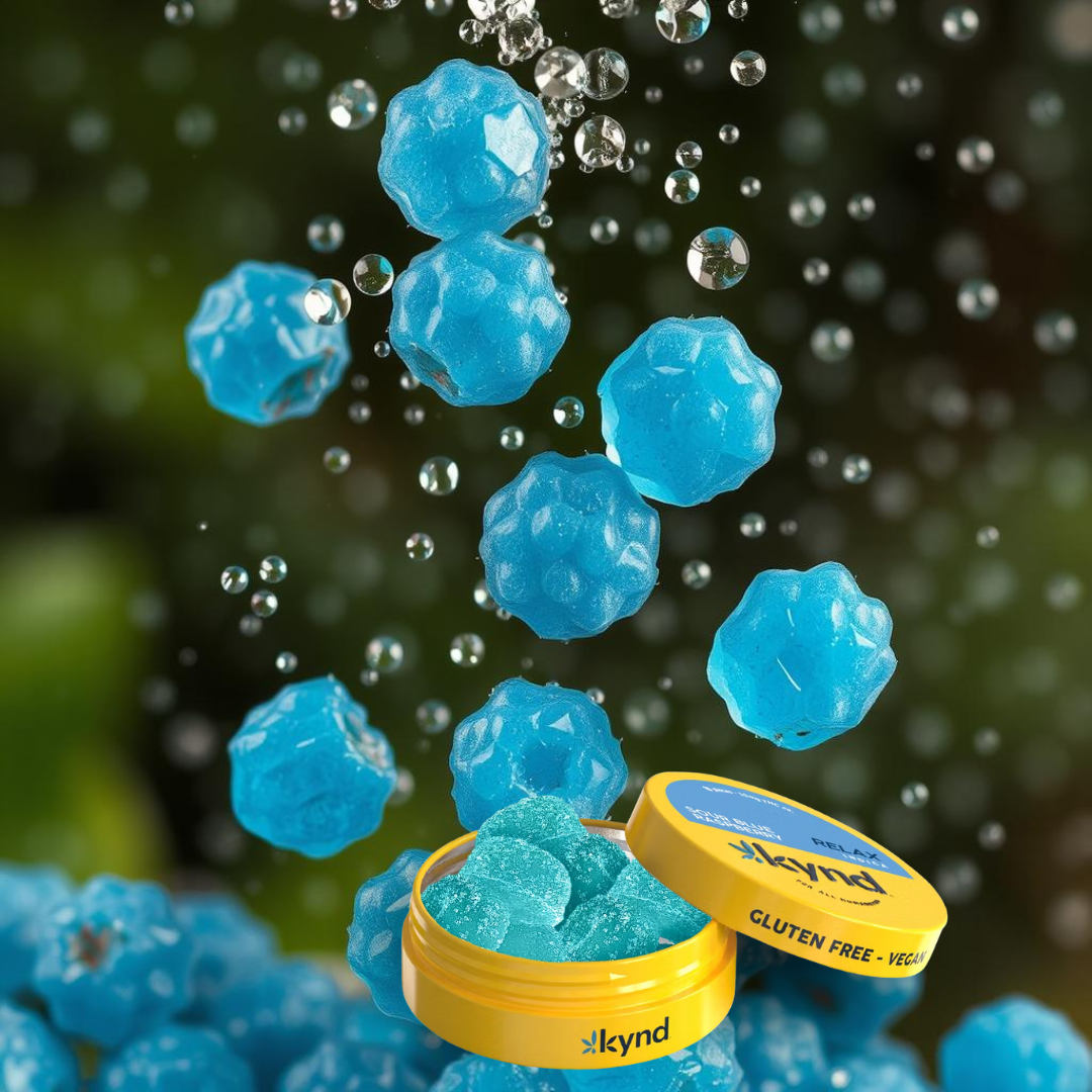 Photograph of product: Kynd - Relax Sour Blue Raspberry (I) RSO Gummies 10mg 10pk
