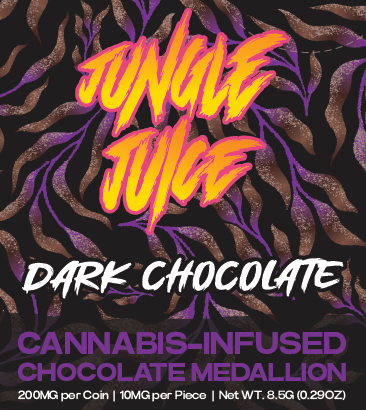 Photograph of product: Jungle Juice | One Bite Medallion | Dark Chocolate | 200mg