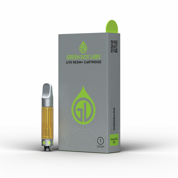Photograph of product: Green Dot Labs Powered by GDL White Apple Rz Live Resin + Blend Cart 1g