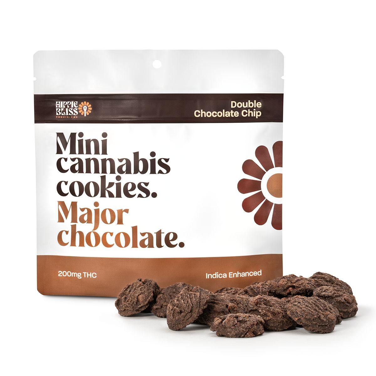 Photograph of product: Hippie Bliss | Double Chocolate Chip | 200mg/20pc Cookies