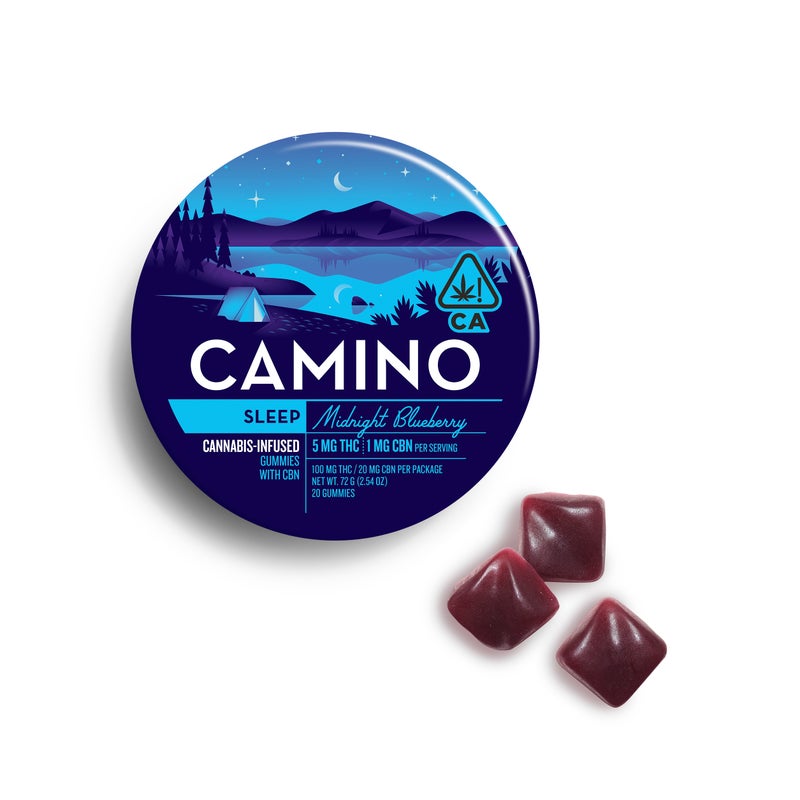 Photograph of product: CAMINO MIDNIGHT BLUEBERRY CBN 20 PACK GUMMIES