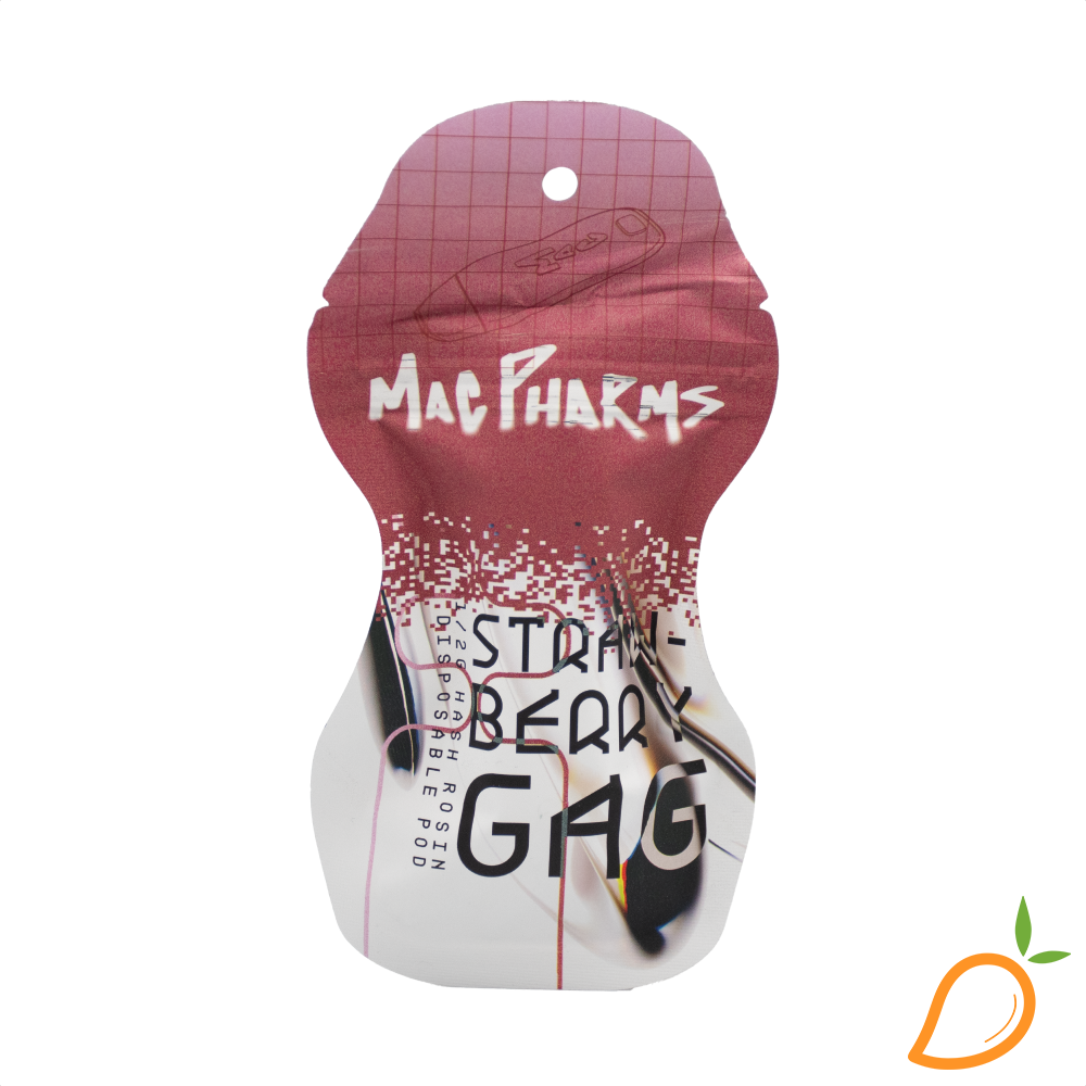Photograph of product: .5g Strawberry Gag au chocolat Rosin Disposable Vape Mac Pharms