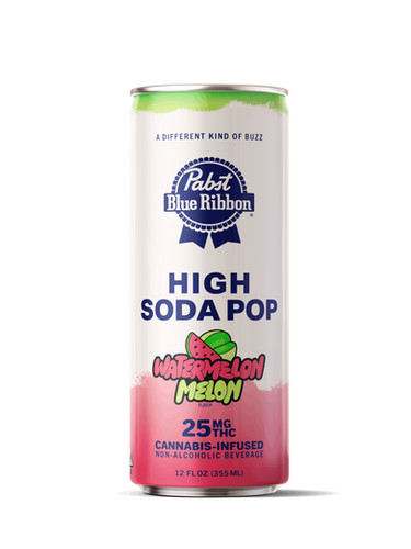 Photograph of product: Pabst Blue Ribbon - Watermelon Melon 25mg High Soda Pop