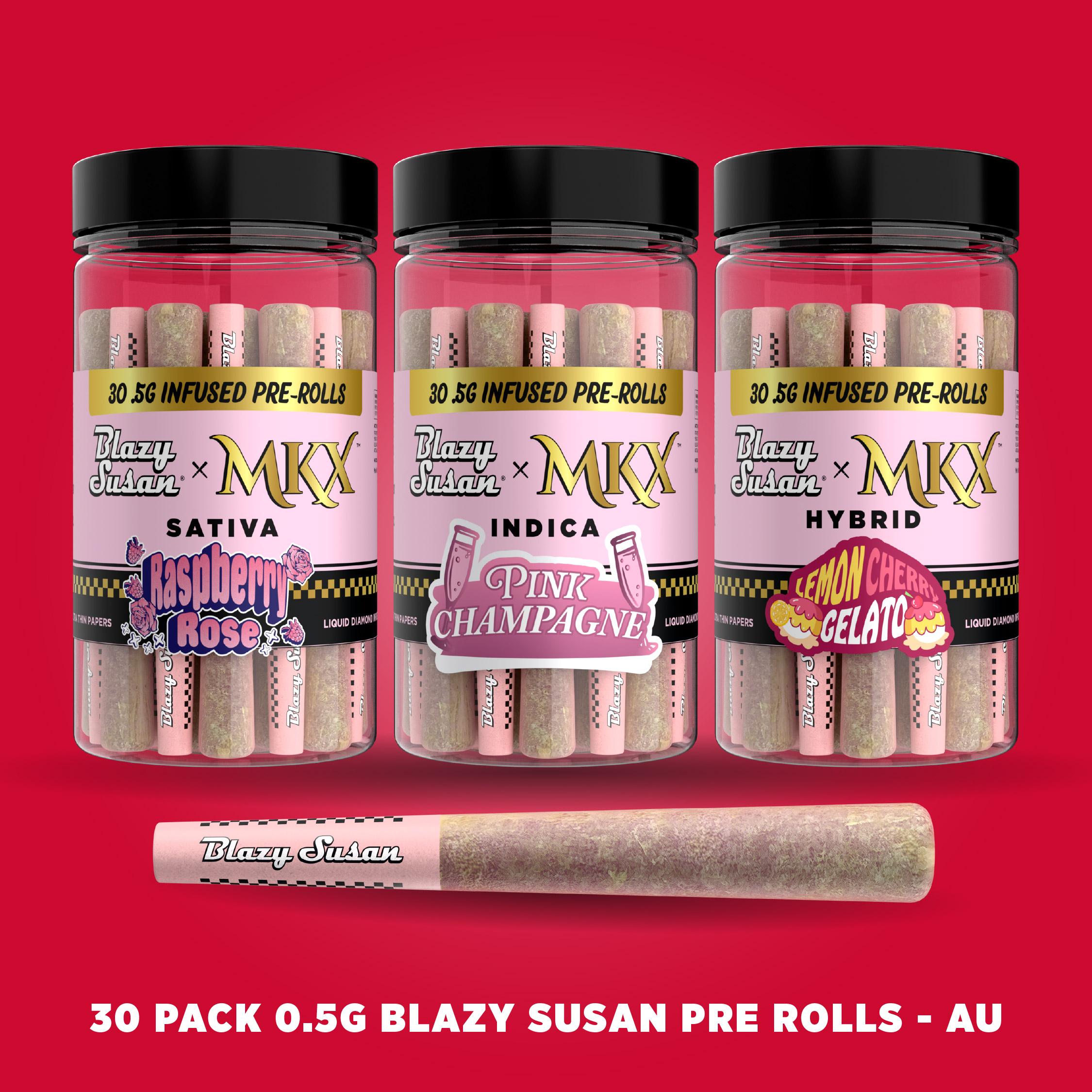 Photograph of product: Blazy Susan X MKX | Lemon Cherry Gelato | Liquid Diamond Infused Pre-roll Multipack | .5g 30pk