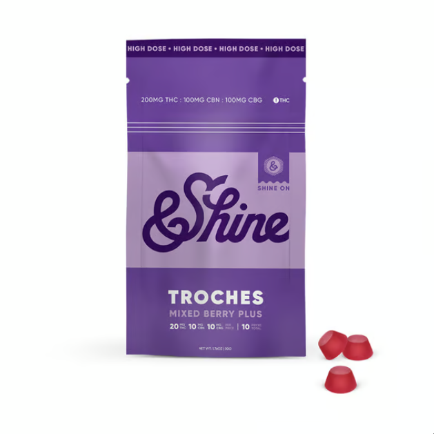 Photograph of product: 10ct/20mg Troches [2:1:1 TH-oui:CBG:CBN] (Mixed Berry)