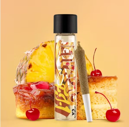 Photograph of product: Jetpacks | Pineapple Upside Down Cake | Oui'd | FJ-1 | Distillate and Kief | infused preroll