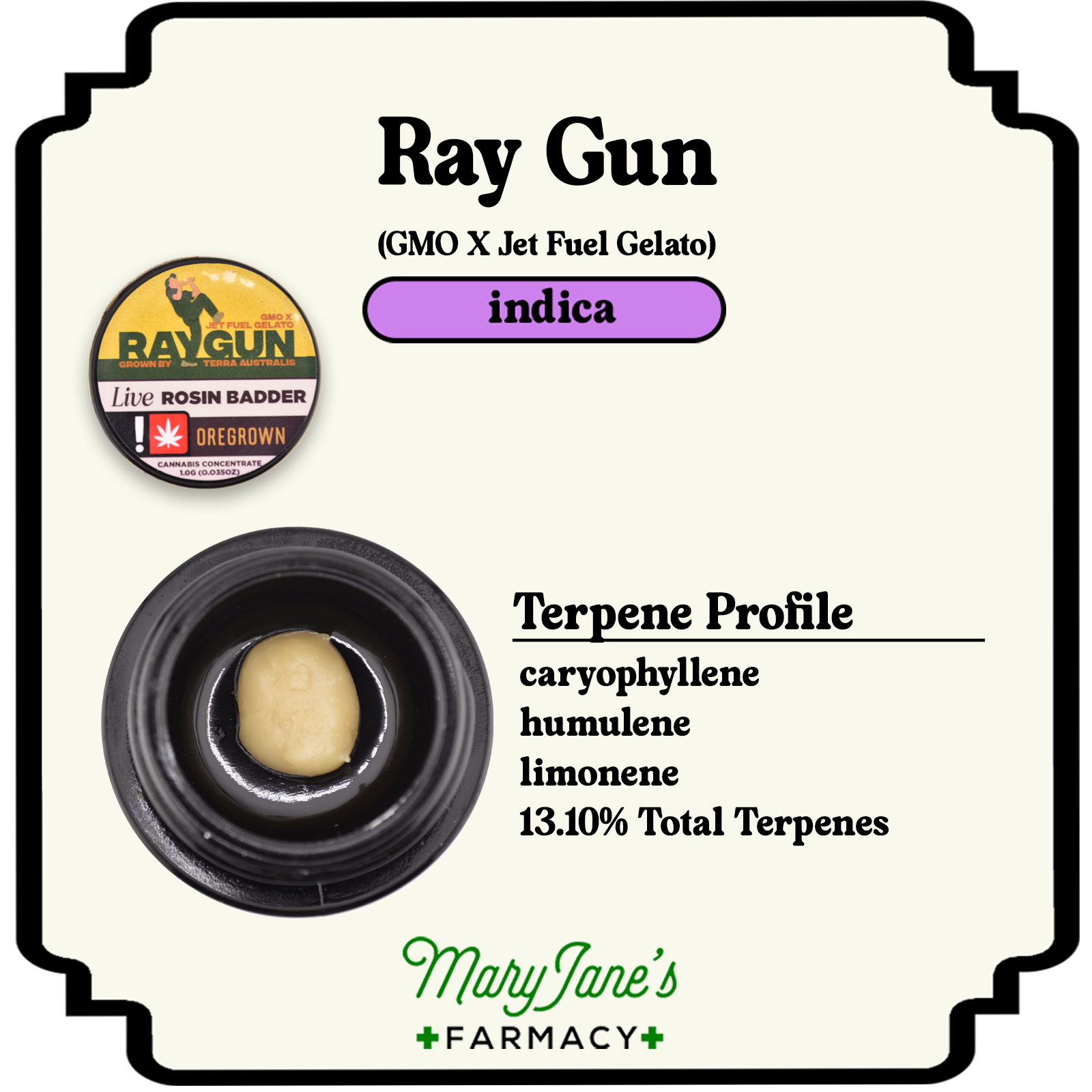 Photograph of product: Ray Gun Live Rosin Extract | 1g
