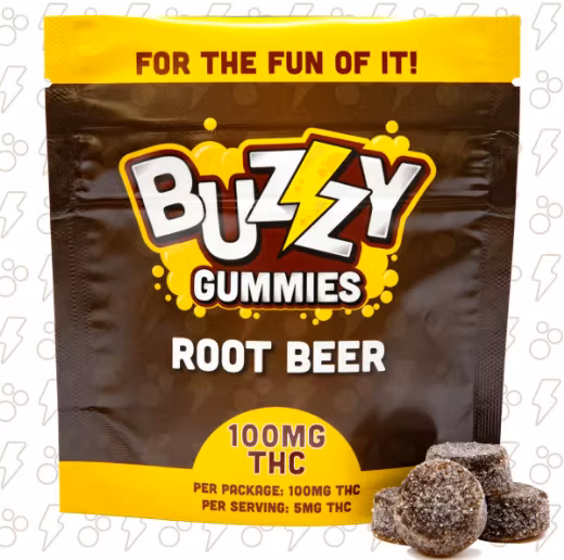 Photograph of product: Buzzy | 100mg 20pk Gummies | Root Beer