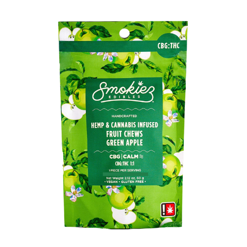 Photograph of product: 1:1 CBG Green Apple Gummy Single