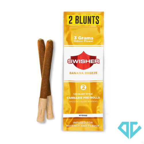 Photograph of product: Swisher Banana Breeze Infused Pre-Rolls 1.5g 2 Pack