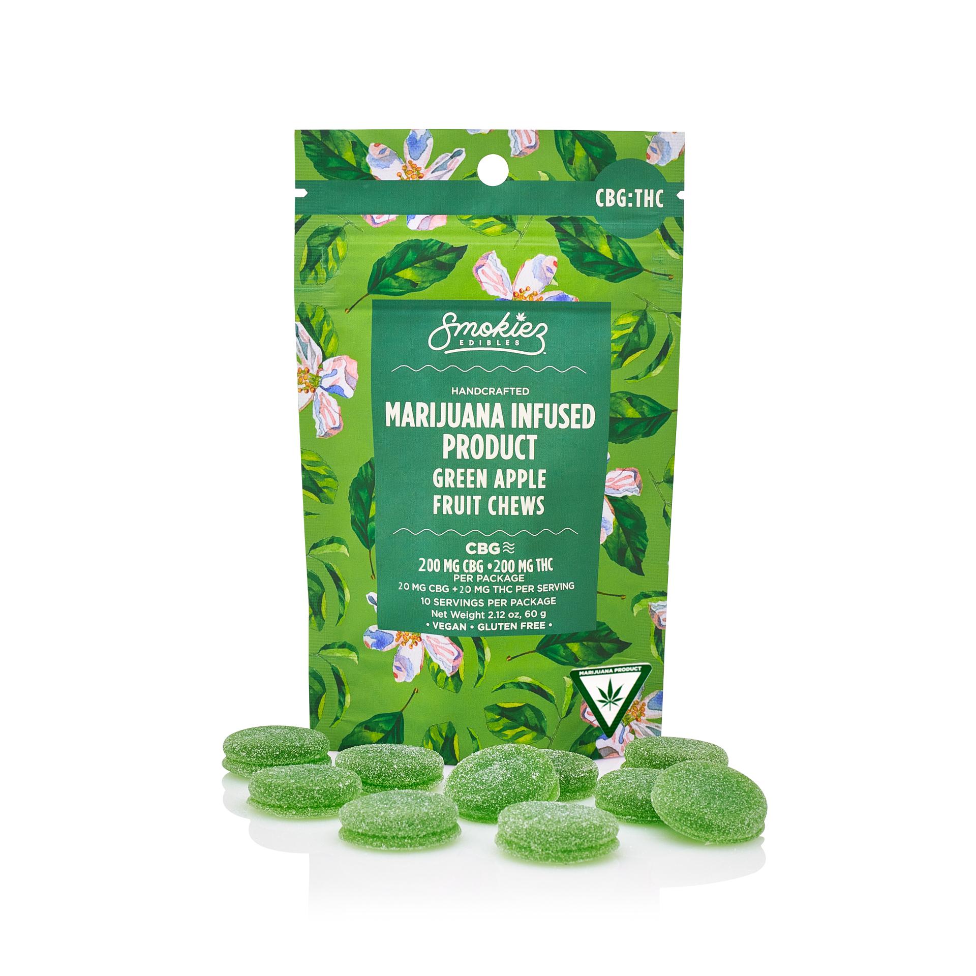 Photograph of product: Smokiez Edibles - 200mg 1:1 TH-oui/CBG Calm Gummies - Green Apple