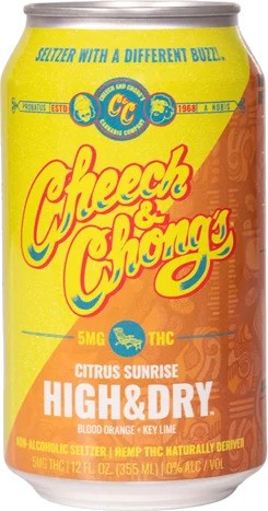 Photograph of product: Cheech & Chong's High & Dry Citrus Sunrise TH-oui Infused Seltzer Water 5mg 1pk
