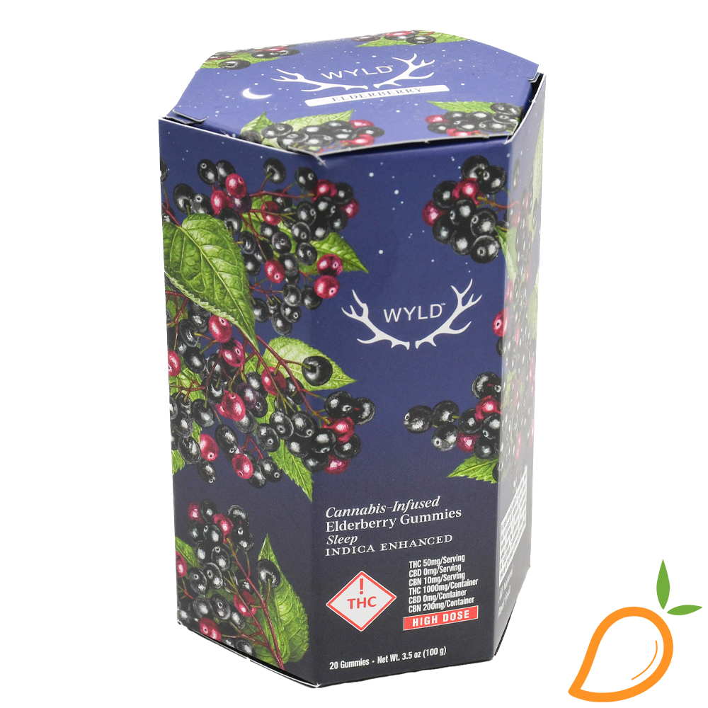 Photograph of product: 1000mg 2:1 TH-oui/CBN Elderberry Gummies WYLD