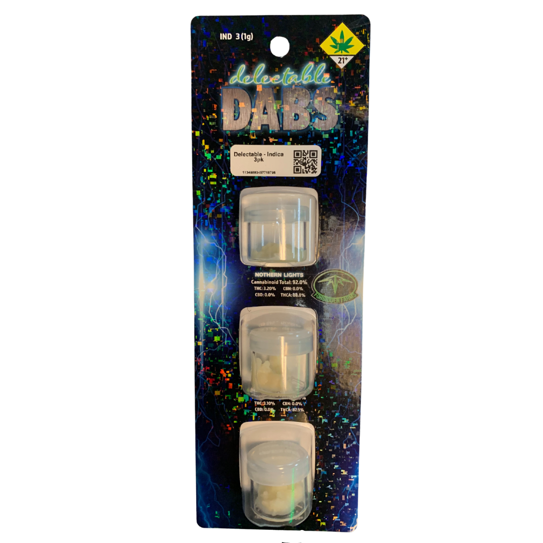 Photograph of product: Delectable Dabs Green Crack, Strawberry Cough, & Gelonade Wax 3Pack Oui'd 3g
