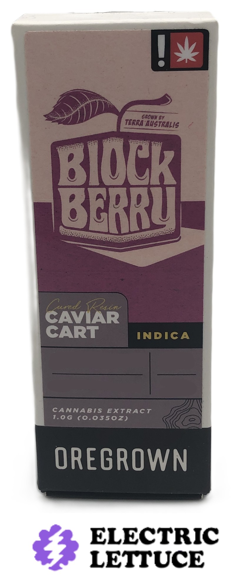 Photograph of product: Oregrown Block Berry Cured Resin Cartridge 1g