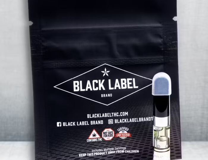 Photograph of product: Black Label | Vape | Distillate Cart | Royal BlackBerry | 1g-Hybrid