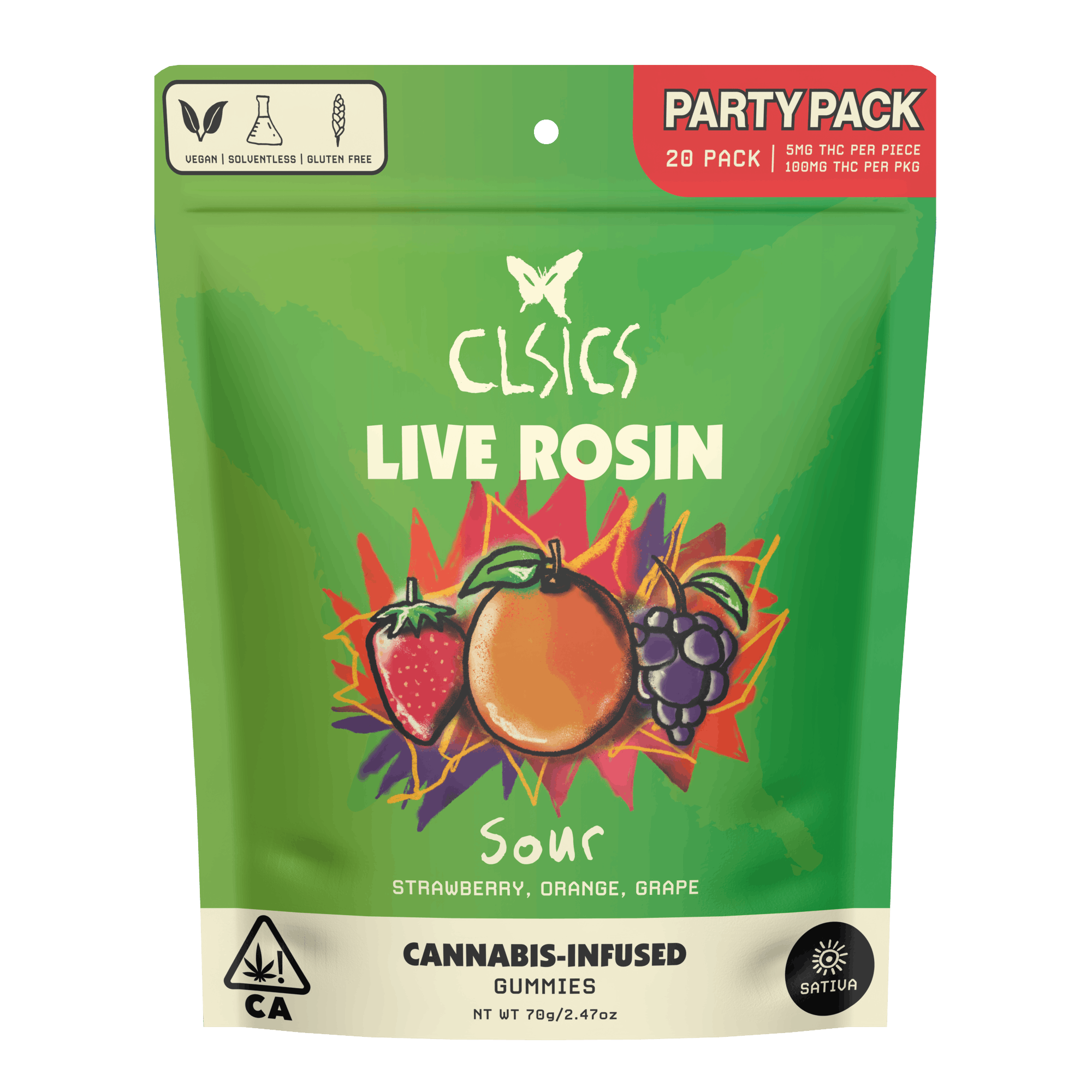 Photograph of product: CLSICS | Sour Oui'd Gummies - Live Rosin Infused (20 Pack) | 100mg