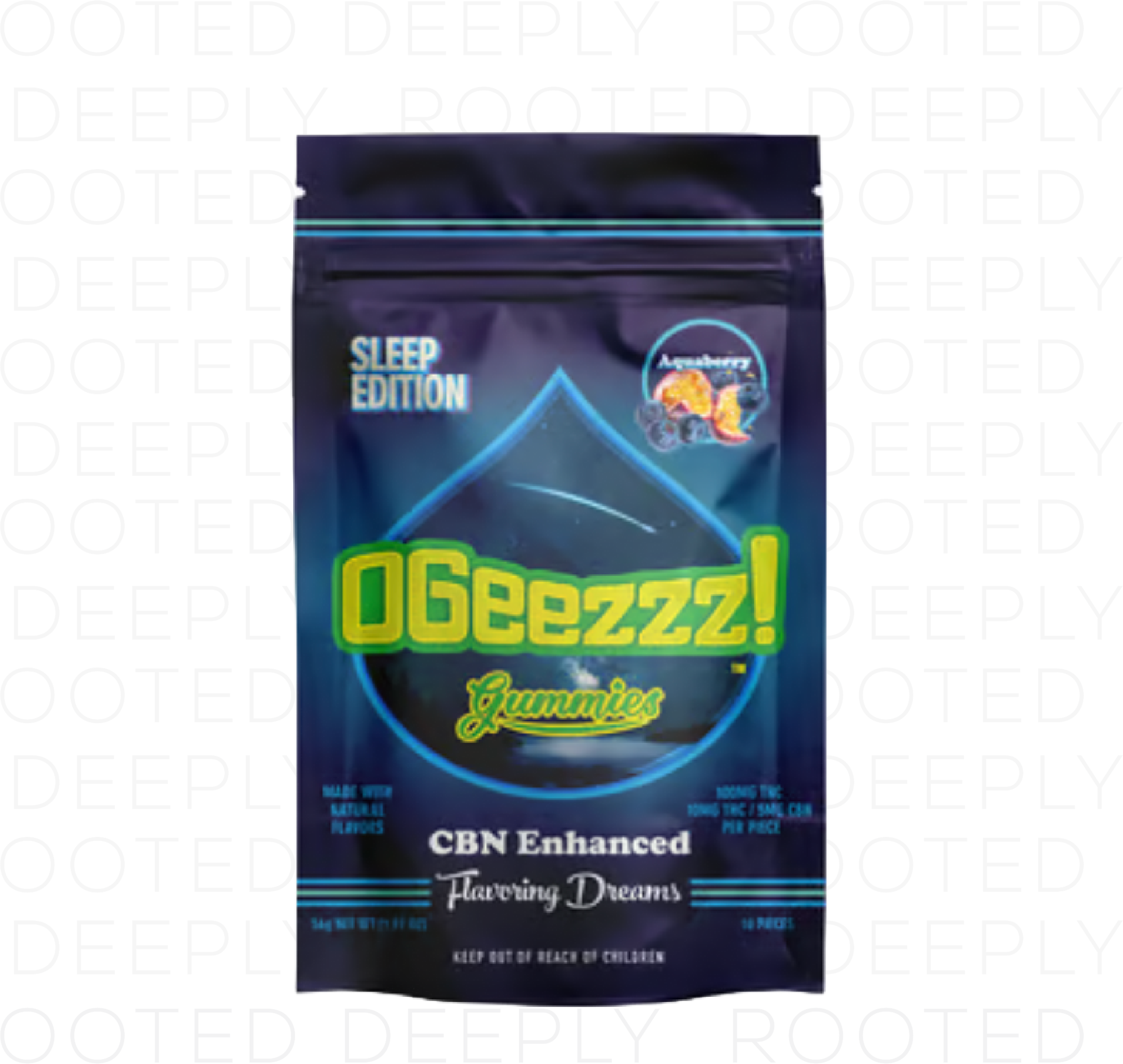 Photograph of product: Ogeez | 100mg TH-oui: 50mg CBN Gummy  | Aquaberry Sleep Edition 2:1