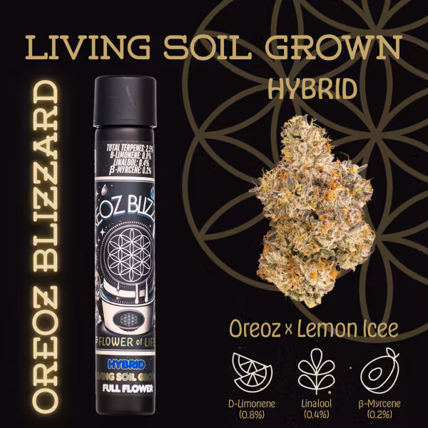 Photograph of product: Flower Of Life - Pre-Roll - Oreoz Blizzard