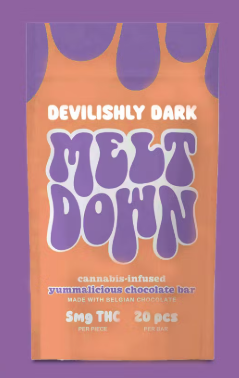 Photograph of product: MELTDOWN - Devilishly Dark Chocolate Bar 100mg [H]