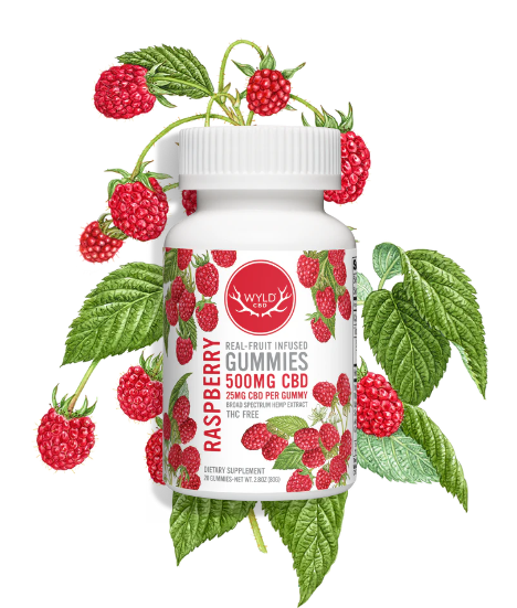 Photograph of product: Non-THC - WYLD - Raspberry CBD gummies - 500mg (20pk)