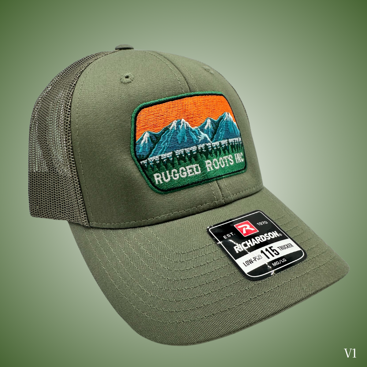 Photograph of product: Rugged Roots | Green Trucker Hat