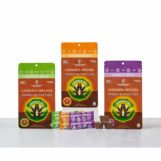 Photograph of product: Emerald Sky - Oui'd Milk Peanut Butter Cups - 100mg Edible